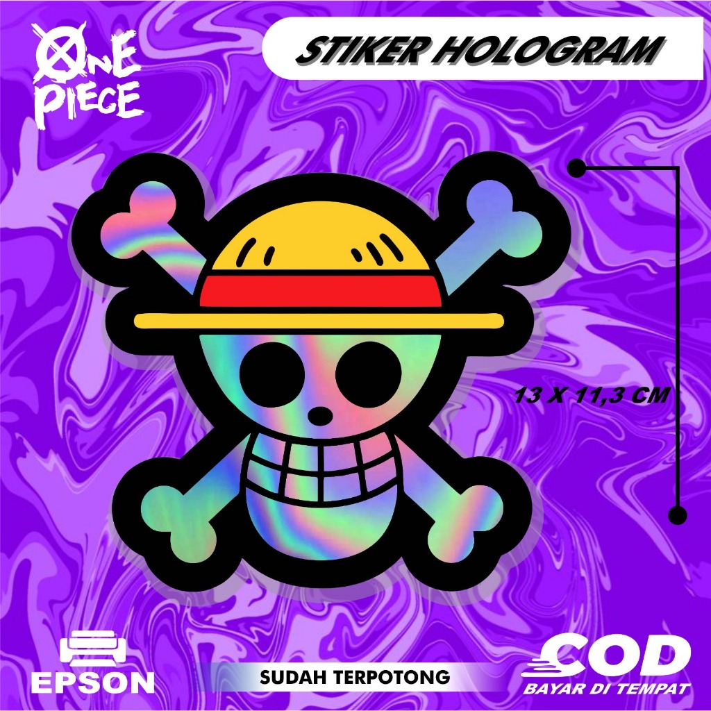 

Stiker Hologram Anime One Piece Flag Logo Bendera One Piece
