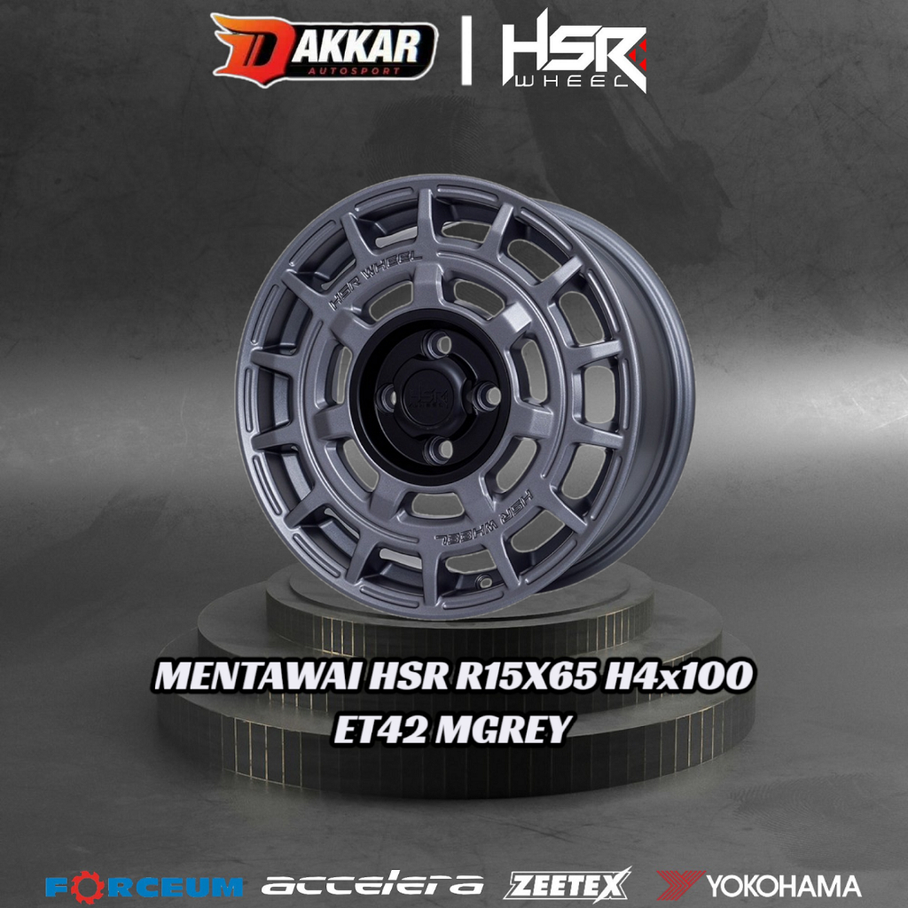 velg mobil rally look ring 15 hsr mentawai pcd 4x100 lebar 6,5 rata