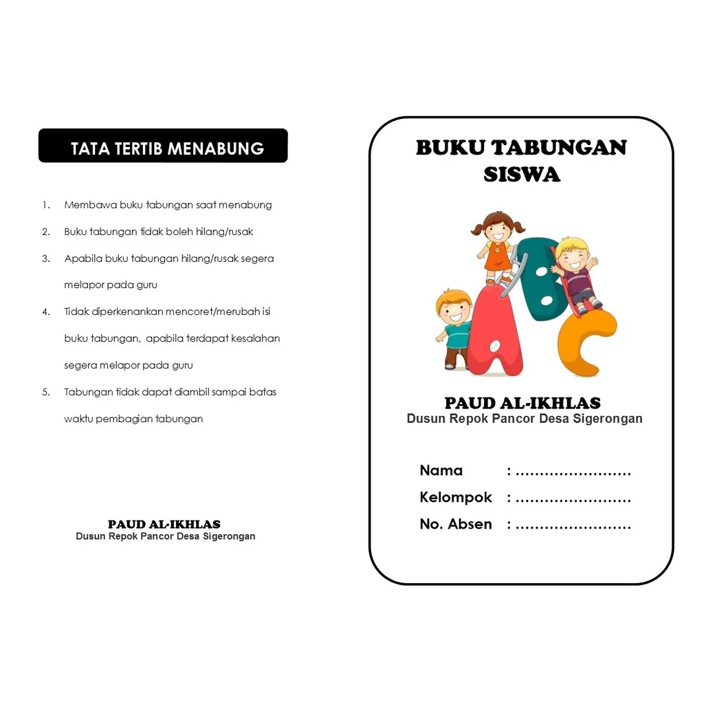 

ES88 Buku Tabungan Custom/ Tabungan Tk/Tabungan Ngaji Dll