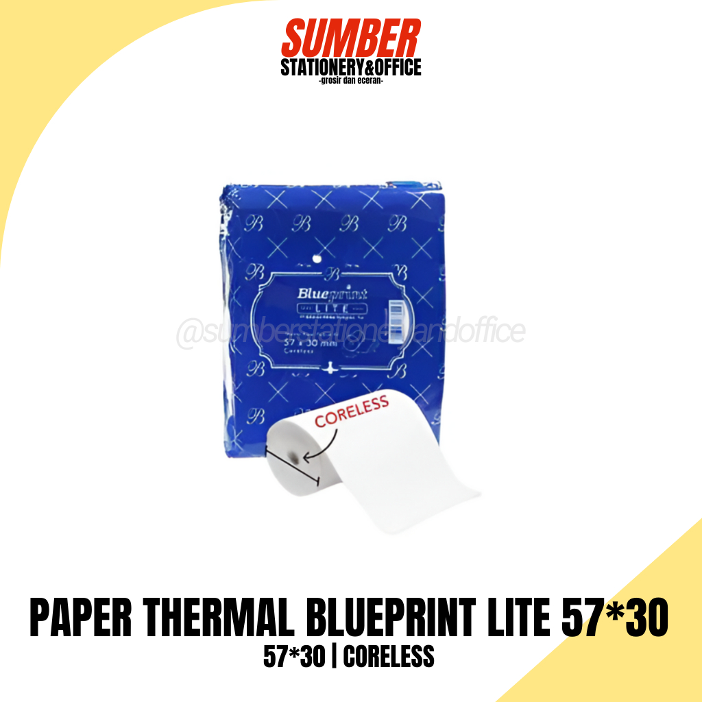 

KERTAS THERMAL BLUEPRINT LITE 57x30 - 1 Pack isi 10 Roll / Thermal Paper