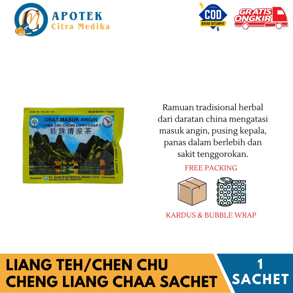 LIANG TEH / CHEN CHU CHENG LIANG CHAA (1 SACHET) - MENGATASI MASUK ANGIN, PANAS DALAM DAN SARIAWAN