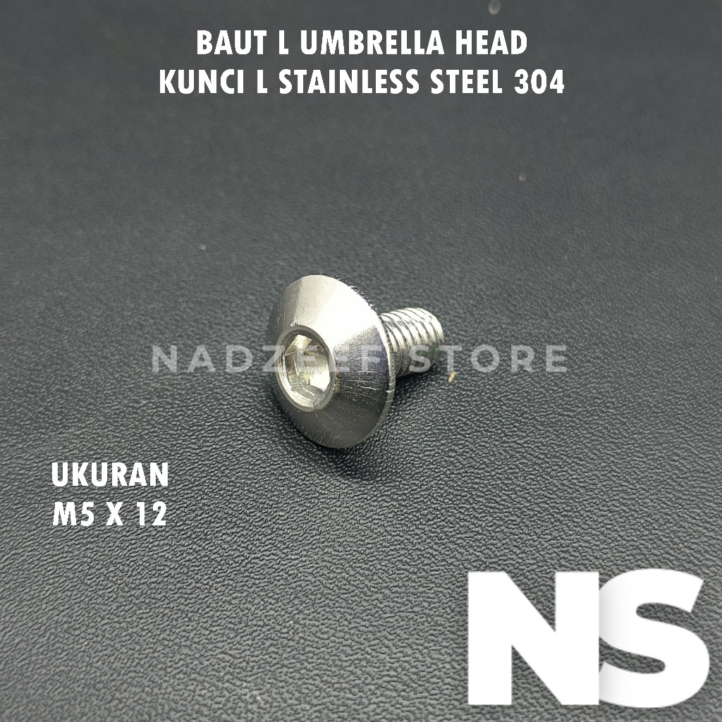 Baut L Umbrella Head M5 X 12 Kunci L Stainless Steel 304