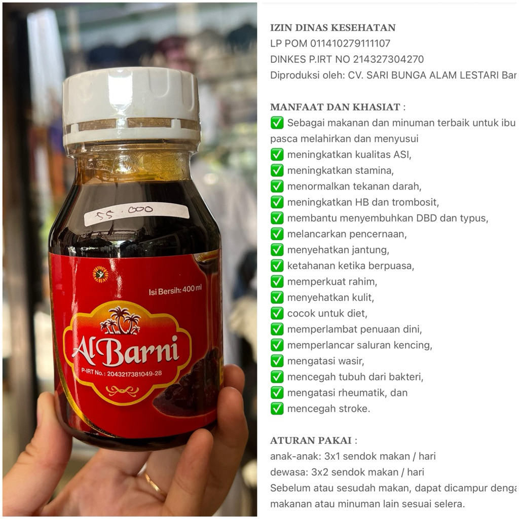 

AL BARNI~ Sari Kurma Isi 400ml Grade A+