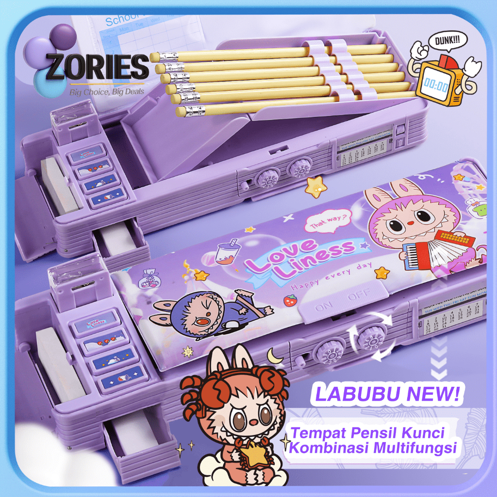 

【】Kotak Pensil anak perempuan Kotak Pensil Labubu / Capybara kotak pensil multifungsi Kotak Alat Tulis Multifungsi Kunci Kode Perempuan Pensil pop mart Dua Sisi Bernilai Tinggi Kapasitas Besar