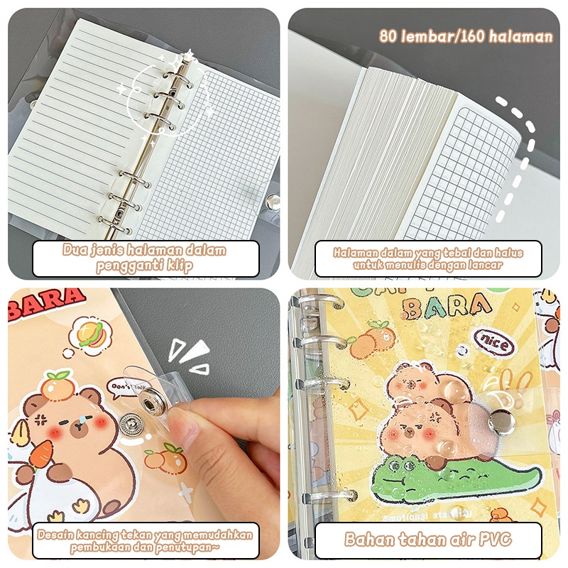 

Buku Catatan Kapibara Lucu – Notebook PVC Tahan Air Halaman Tebal Isi Ulang untuk Jurnal, Diary
