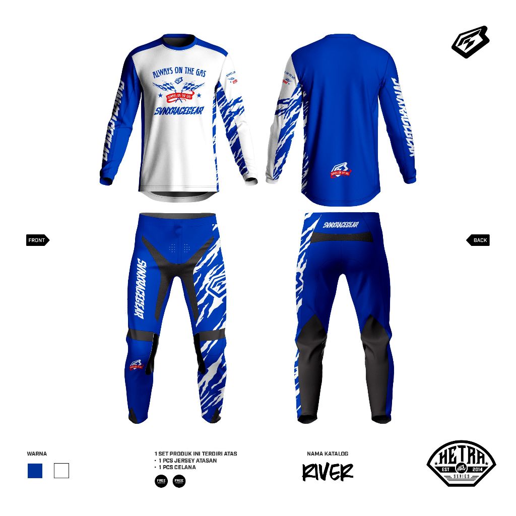 GEARSET HETRA RIVER SERIES / JERSEY SET TRAIL CROSS CUSTOM / JERSEY MOTOCROSS SVNX