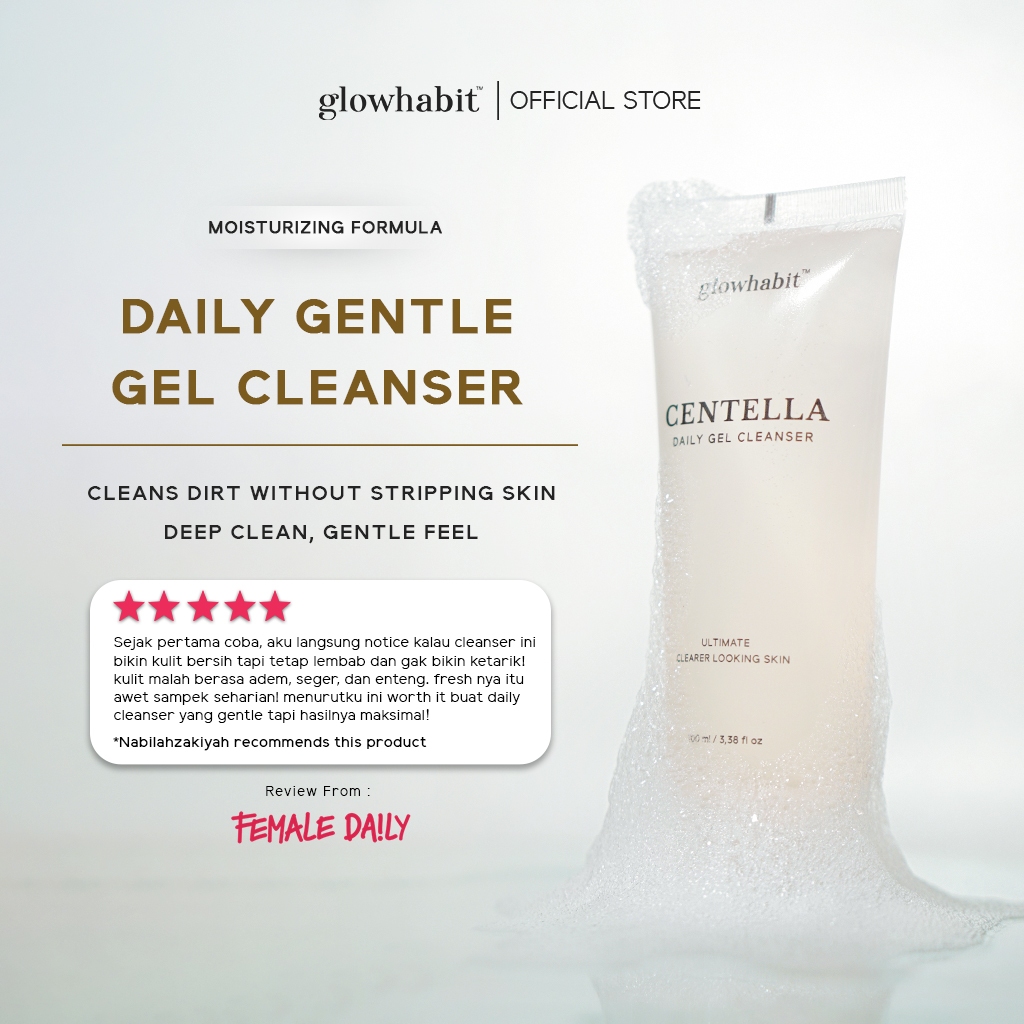Glowhabit Centella Gentle Daily Gel Cleanser  Low PH Sabun Cuci Muka Sensitive Skin Friendly 100 ml