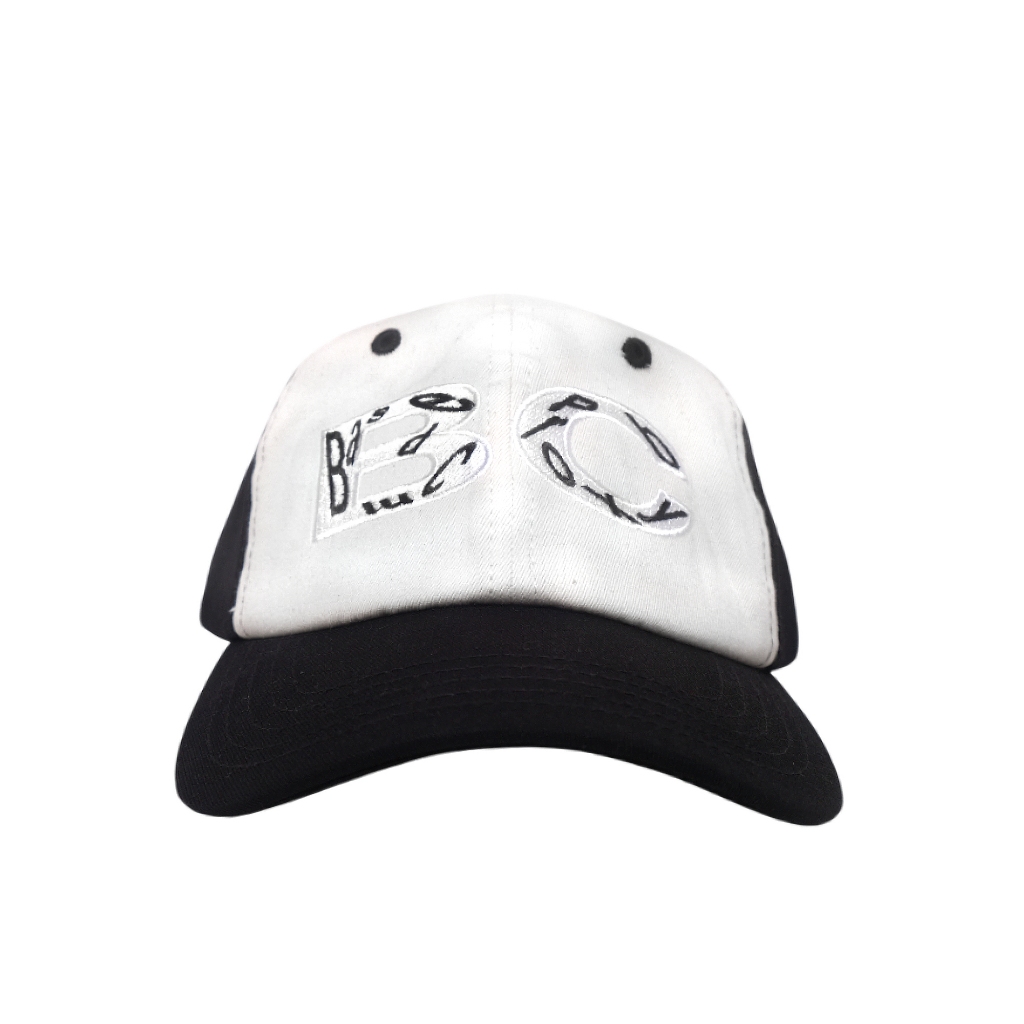 Based Club Letter Topi Hitam Putih Tulang