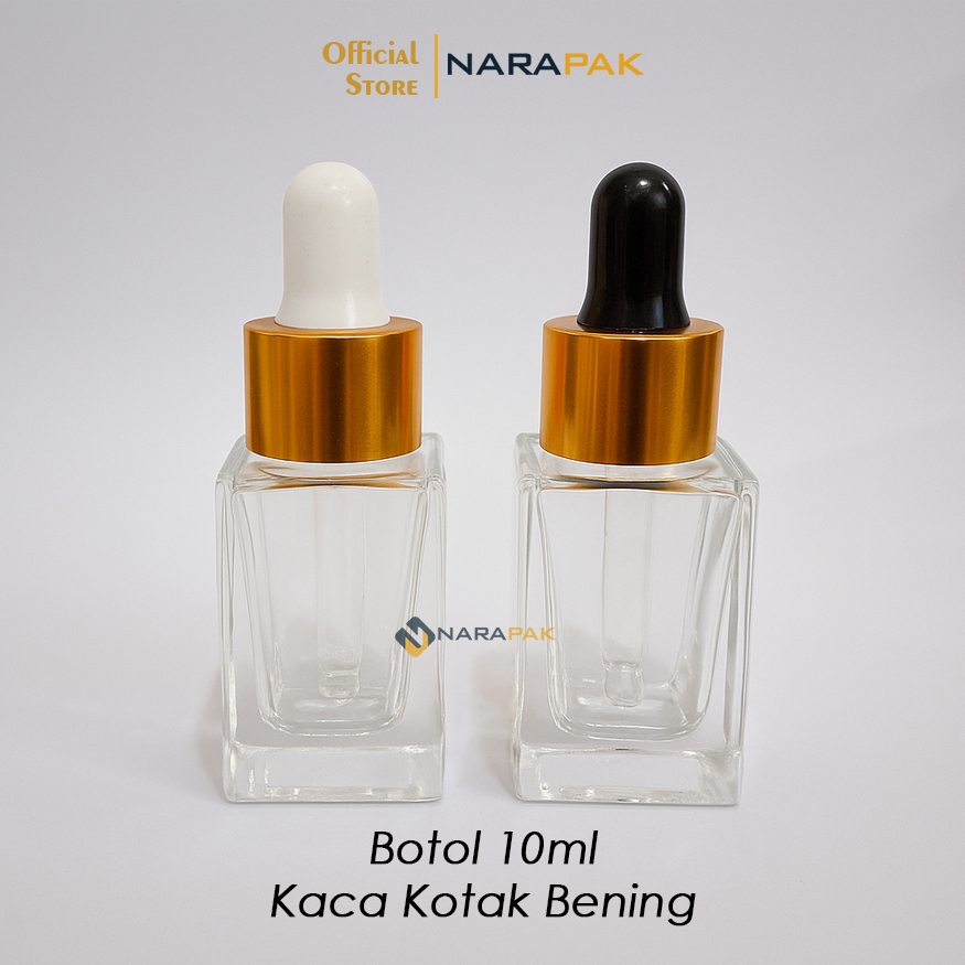 Botol Kaca 10ml Kotak Bening Botol Pipet Serum Skincare Ring Gold 10KT