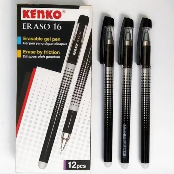

Erasable Ink Gel Pen Dapat Dihapus Kenko Eraso Hitam Original (12 PCS) / Ballpoint Bolpen Pulpen TInta Bisa Dihapus Kenko Eraso 16 Per Lusin