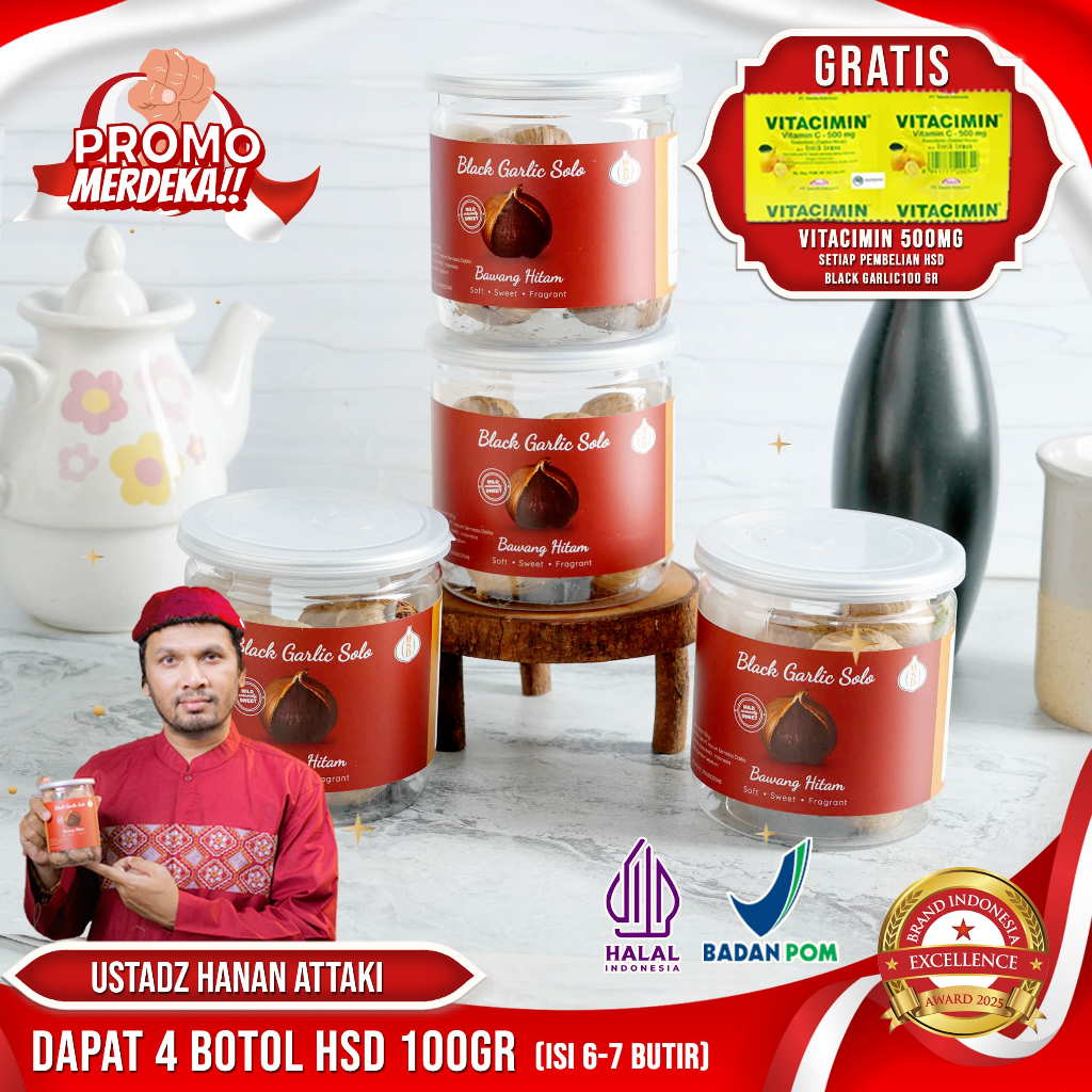 

4 BOTOL HSD Black Garlic Solo ( Bawang Hitam Tunggal) 100 Gr