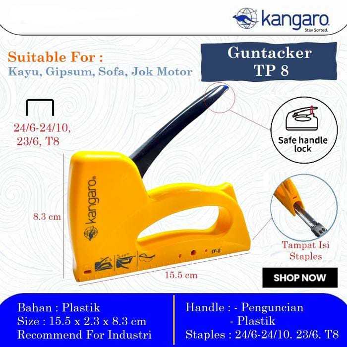 

Alat Stapler Tembak Jok Kulit Motor / Stapler Kayu Plastik / Gun Tacker Plastik Kangaro TP8