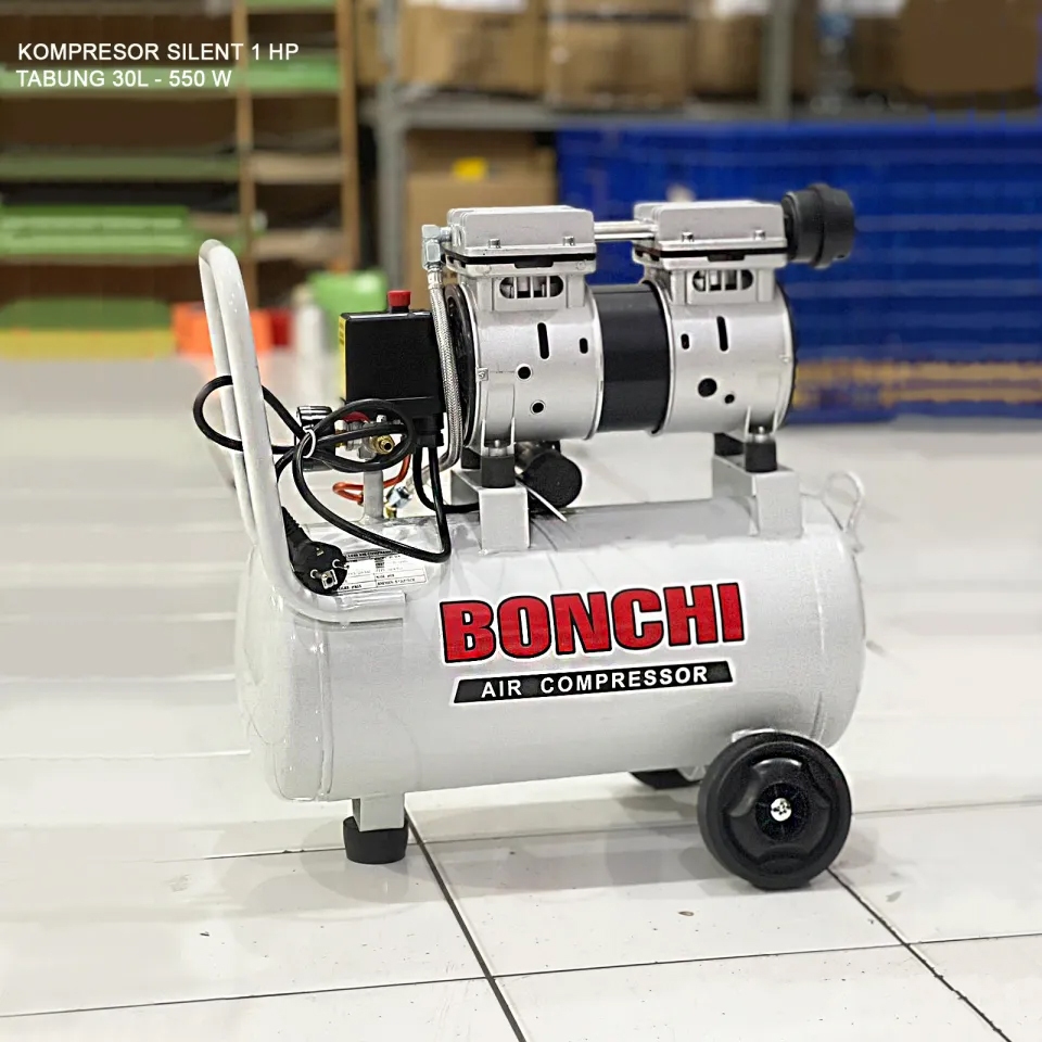 KOMPRESOR ANGIN LISTRIK 3/4 HP 30 LITER BONCHI COMPRESSOR OILLESS SILENT 550W
