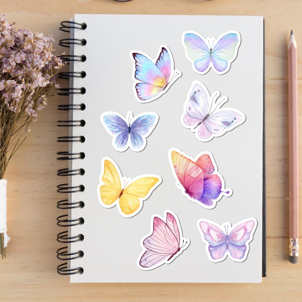 

Sticker Vinyl Matte Mungil Kupu Kupu Butterfly Watercolour Stickers 4-5 cm Dekorasi Scrapbook Journal