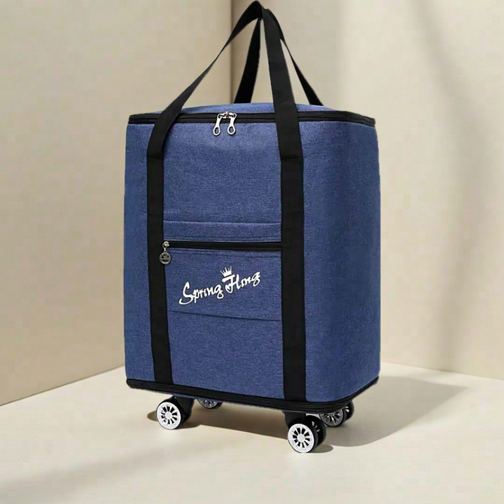 Koper Troli Portabel Tas Koper Troli Portabel 2 in 1 dengan Roda Tahan Air untuk Perjalanan 1 Tas Ko