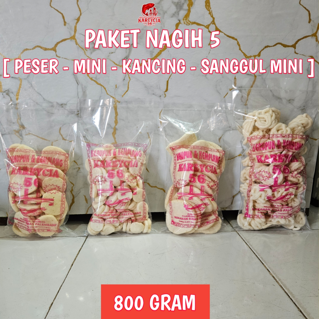 

Kerupuk Kemplang Ikan Tenggiri - Paket Nagih 5 - Hemat & Fresh - Khas Palembang - 800 Gram