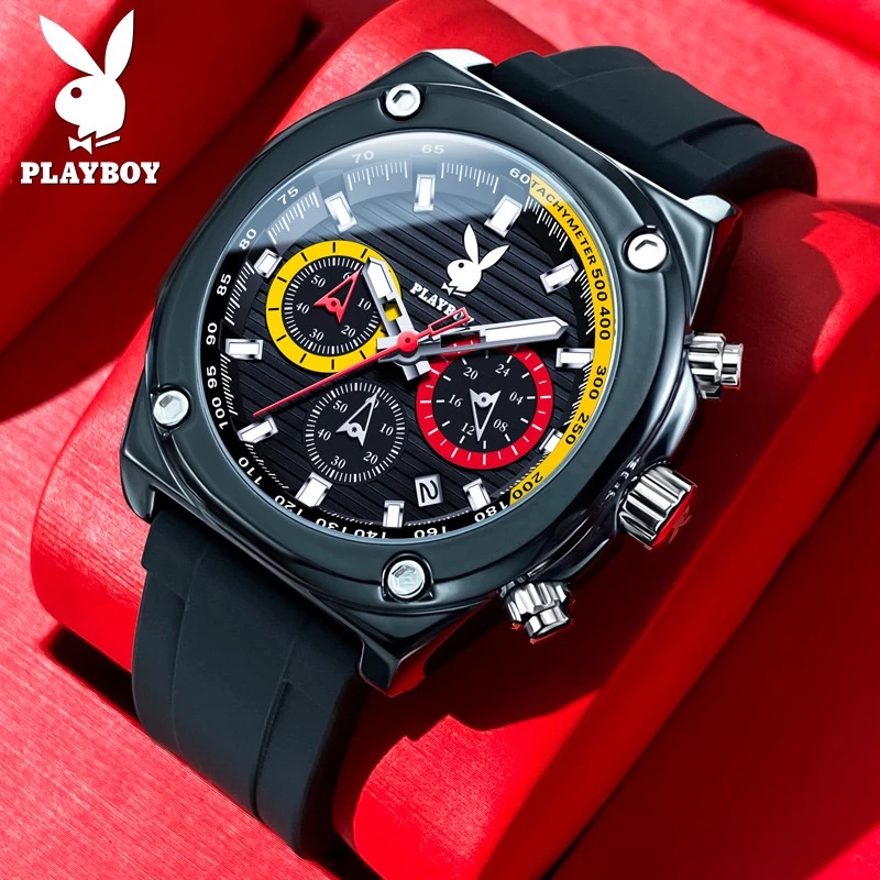 PLAYBOY Jam Tangan Pria Original Keren Anti Air Unik Desain Luxury Gerakan Kuarsa Bisnis Men Watch