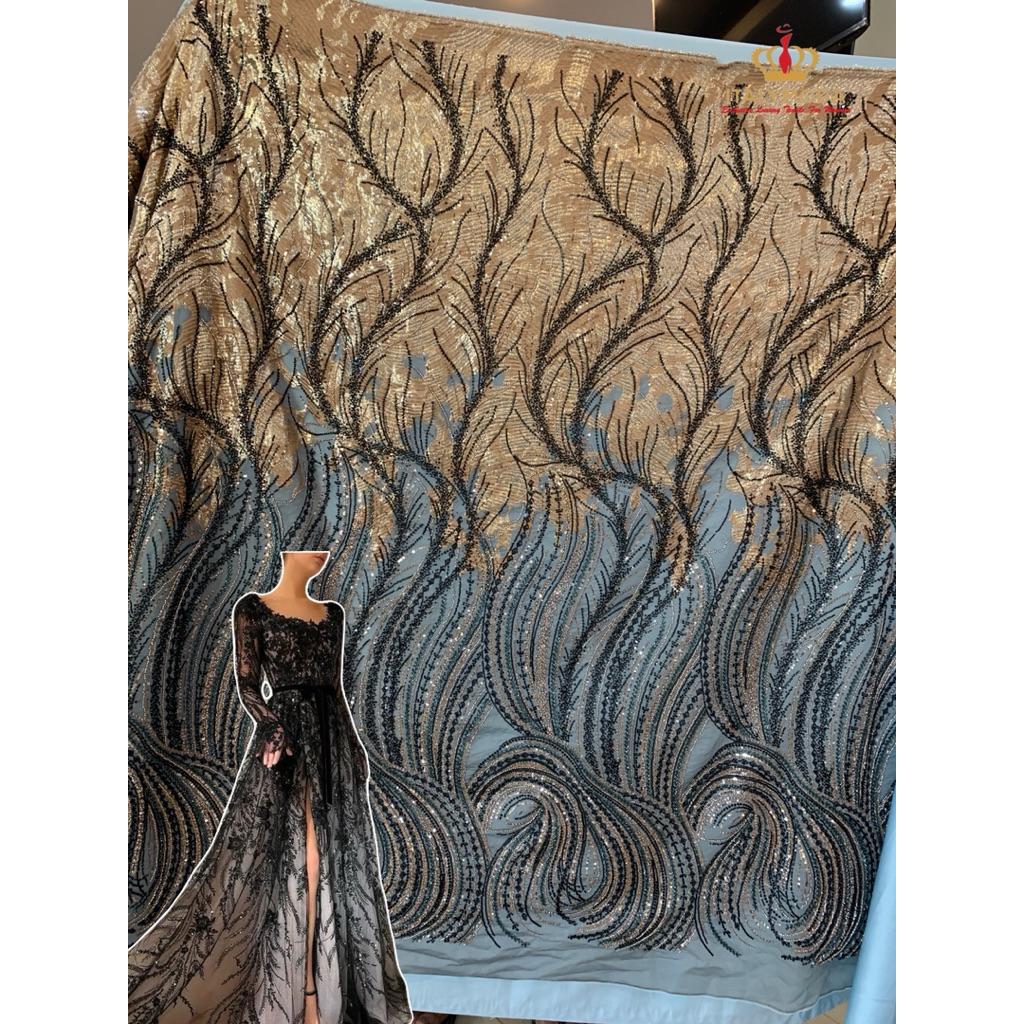 Bahan kain Jacqurd Payet bordir/ Bahan Jacquard Bordir payet