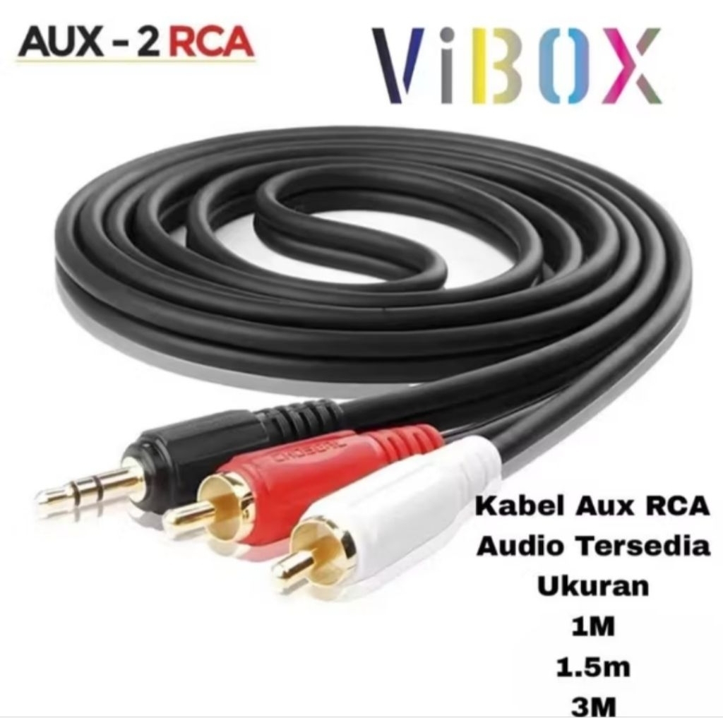 [Drg] Promo Kabel Aux Vibox Rca 2×1 (1M/1.5M/3M/5M) RS-21 Hf Audio Jack 3.5MM To Av Output