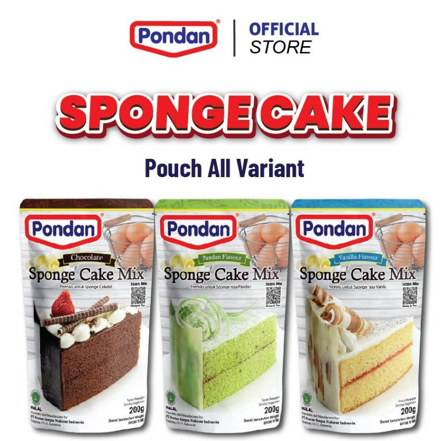 

Pondan Sponge Cake 200gr - Rasa Coklat, Pandan, Vanila