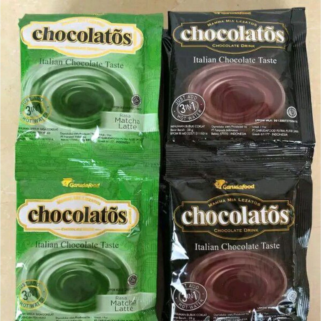 

Chocolatos Drink Renceng isi 10 Chocolatos Macha Latte / Dark Choco Satuan @27gr