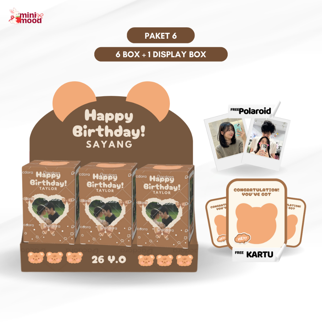 

[ONLY BOX] Choco Bear - Blind Box Custom by minimood.co | Box Surprise Kejutan Hadiah Kado Ulang Tahun Birthday Valentine Spesial Hari Ibu Sweet Seventeen Graduation Wisuda