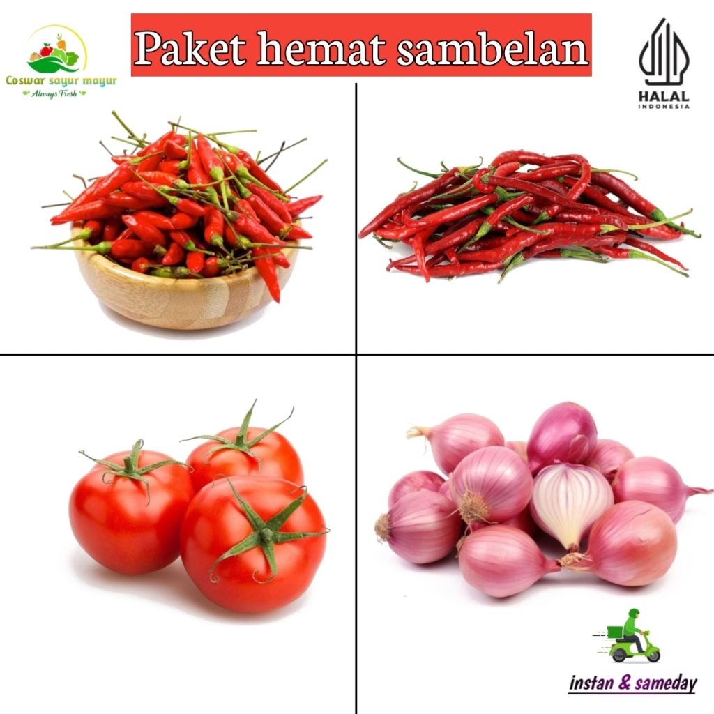 

{ sambelan } paket hemat cabe bawang tomat penyedap rasa msakan