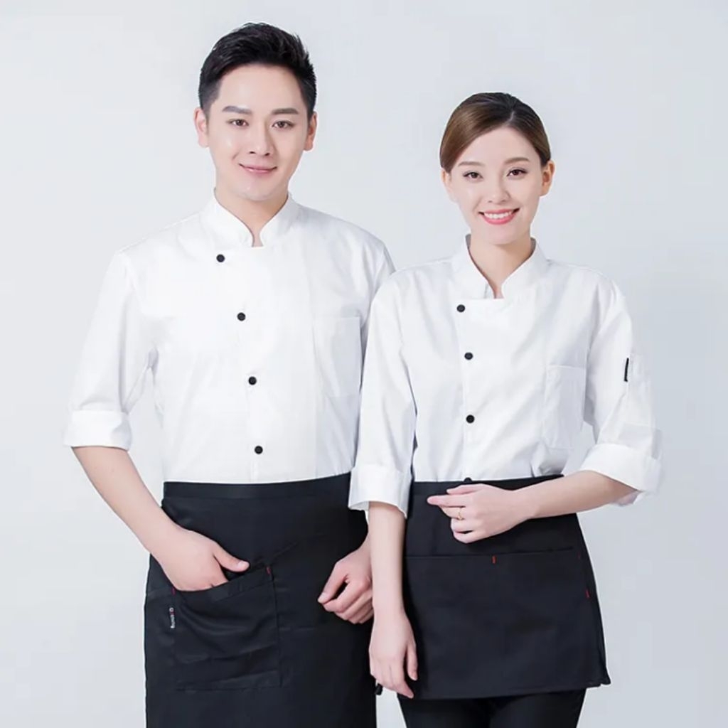 WIN baju koki chef lengan panjang pria wanita  jacet chef koki seragam restoran / hotel