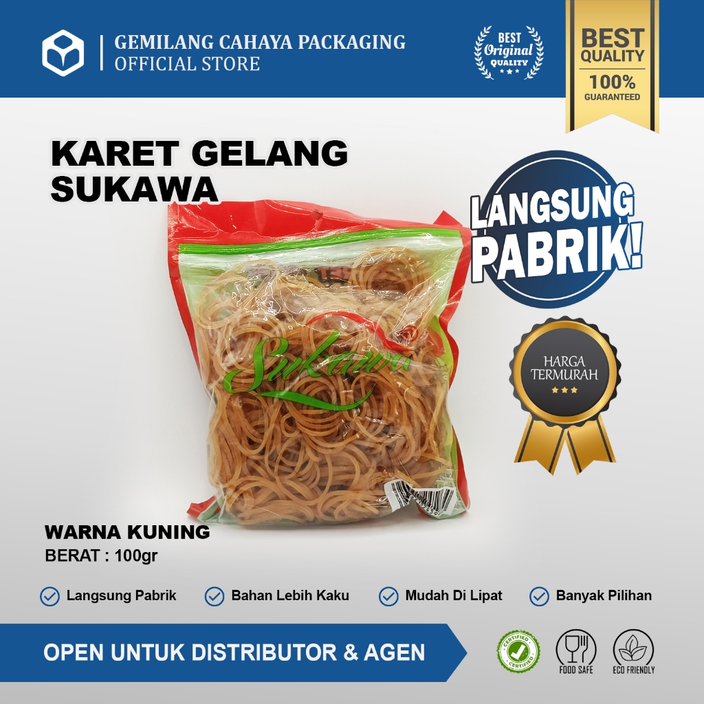 

Karet Gelang Sukawa Warna Kuning Berat 100Gr