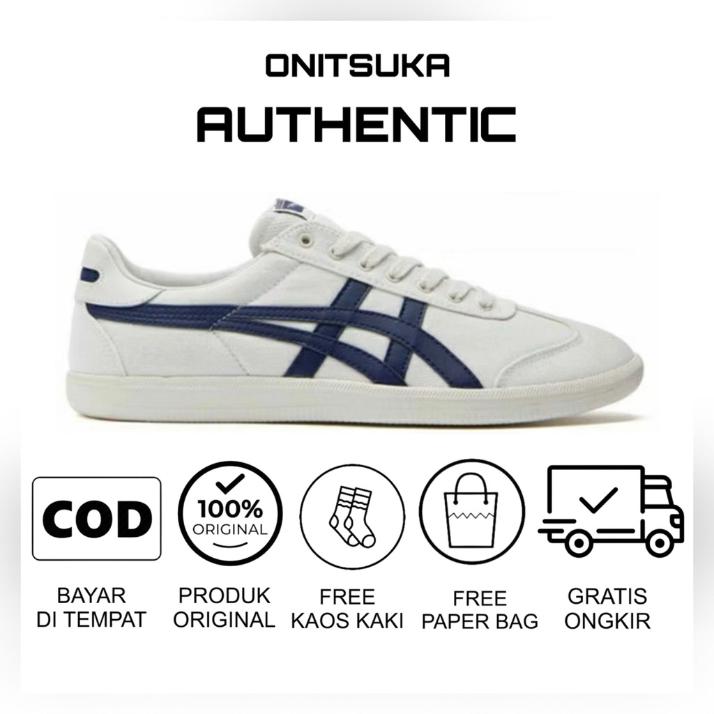 Sepatu Onitsuka Tokuten Cream Navy Kanvas Tali sepatu pria/ sepatu wanita/ sepatu sneakers
