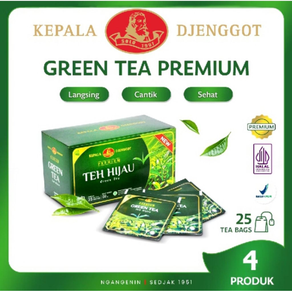 

*PAKET BUNDLING 4PCS* Teh Hijau Greentea Premium 25's 50gr - Kepala Djenggot