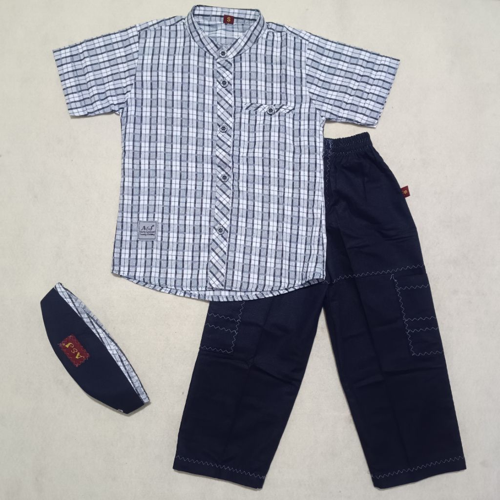 kurta anak laki² lengan pendek/set koko terbaru anak a&j /koko a&j kotak