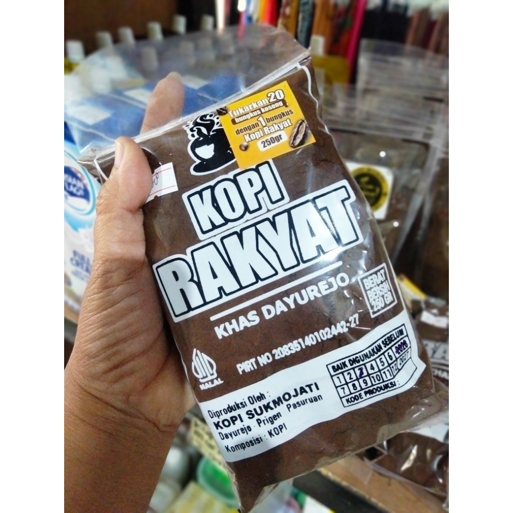 

Kopi bubuk murni cap Rakyat khas Dayurejo Prigen kemasan 250gr