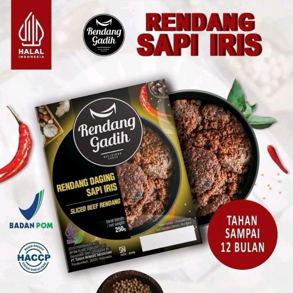 

Rendang Daging Sapi Iris Rendang Gadih Makanan Siap Saji Khas Randang Minang Asli Padang Payakumbuh