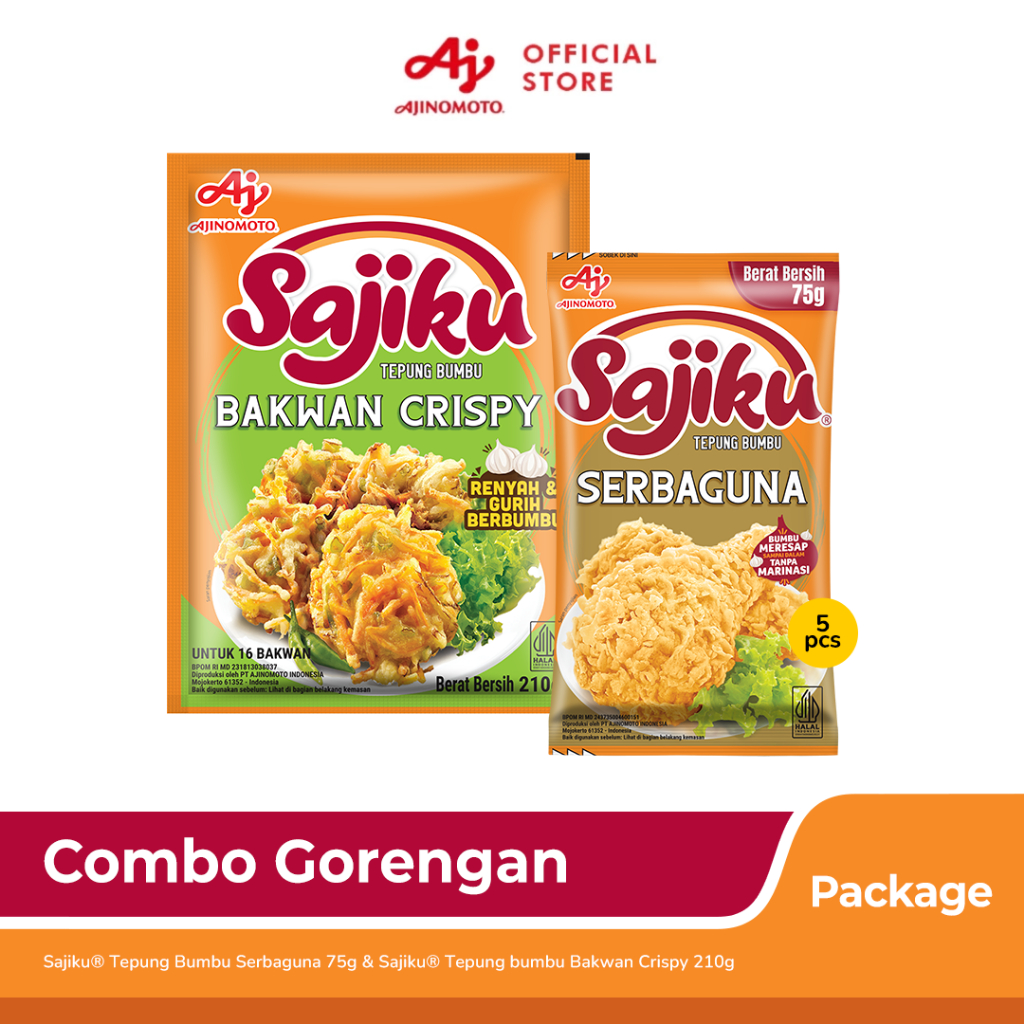 

Paket Spesial - Combo Gorengan - Sajiku Tepung Bumbu Bakwan Crispy 210g 1pcs & Sajiku Tepung Bumbu Serbaguna 75g 5pcs - Dirgahayu Kemerdekaan Indonesia 80 Tahun
