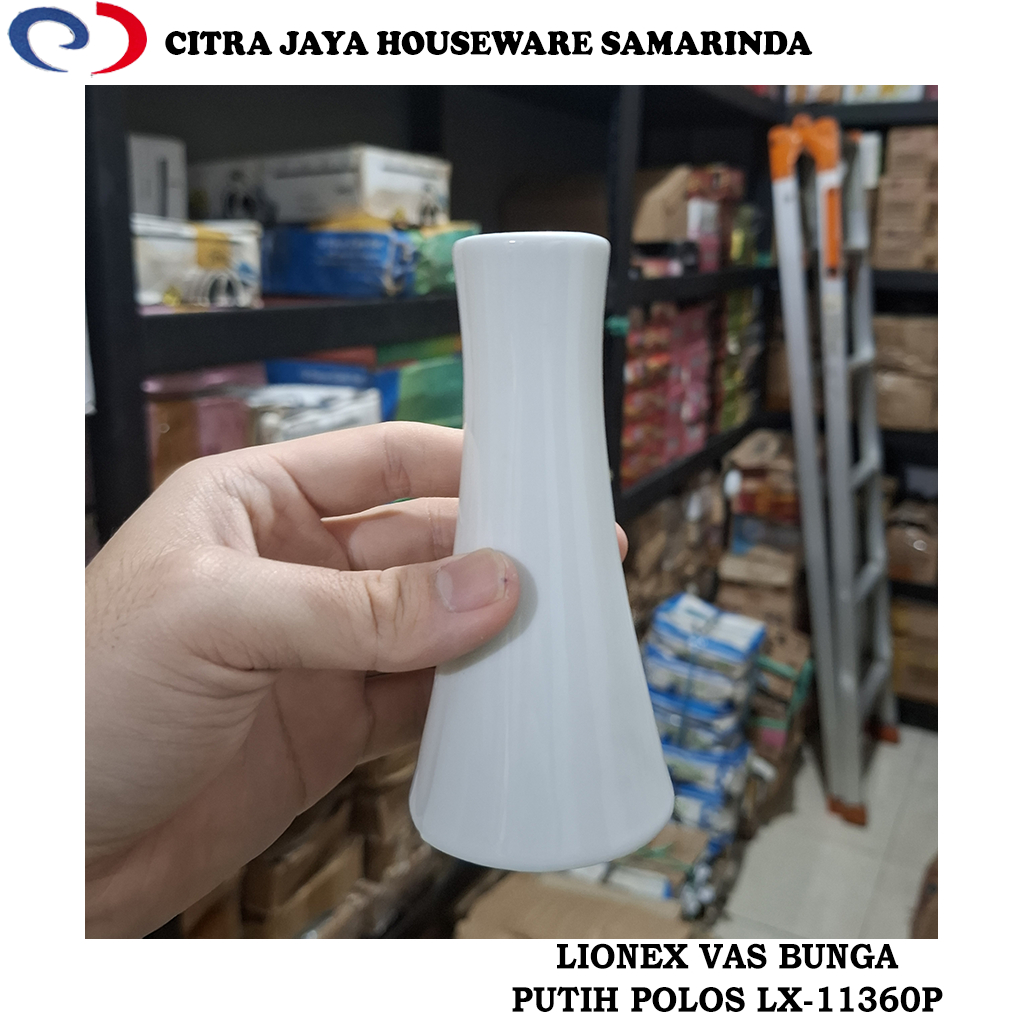 Vas Bunga Keramik Putih Polos LIONEX LX-11360P (1 Pcs / 3 Pcs / 6 Pcs)