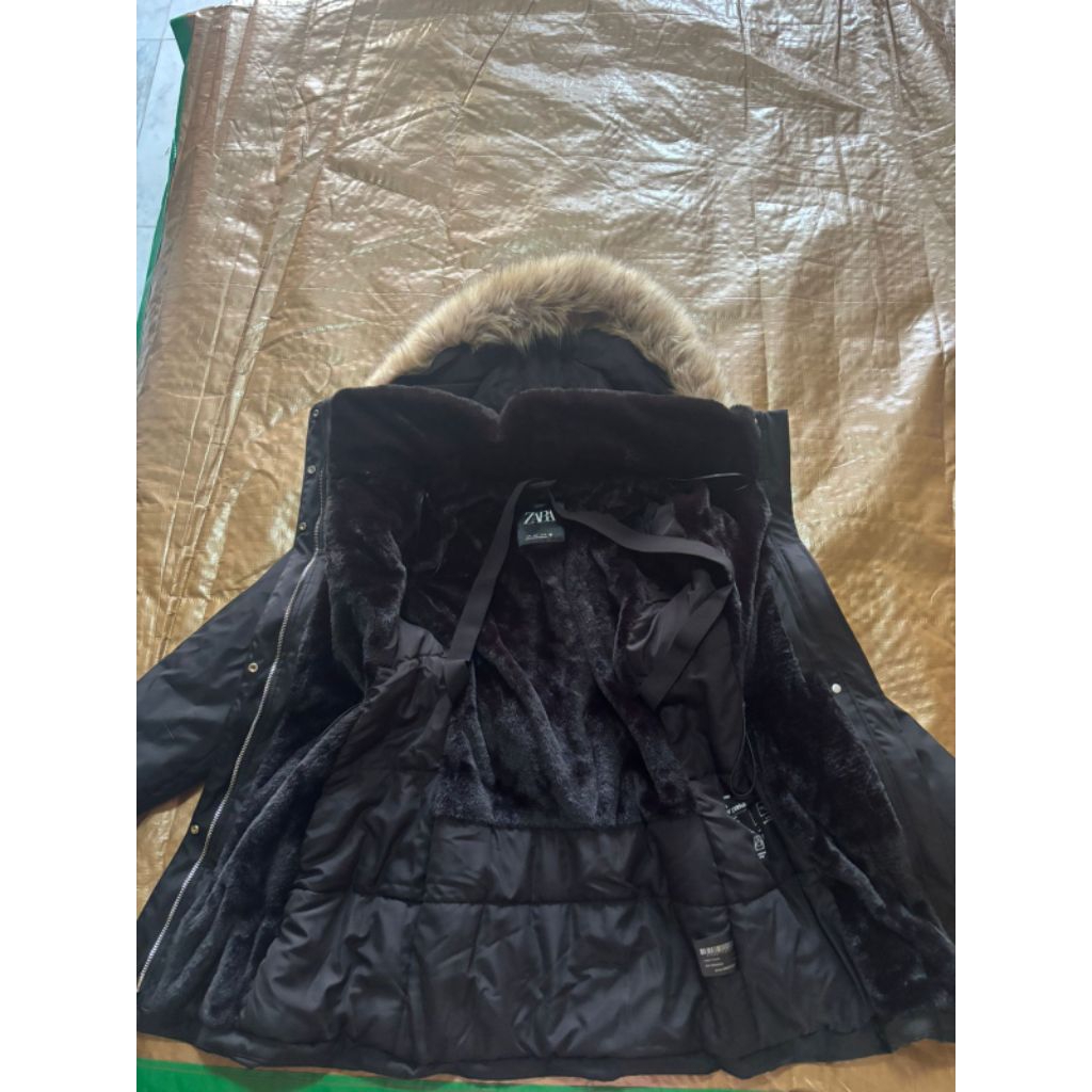 Z*ra Extra Long Water Repellent Faux Fur Parka Coat