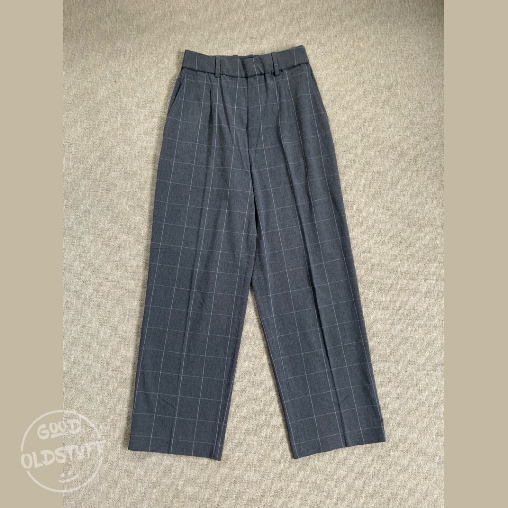 Uniqlo Celana Lebar Lipit / Pleated Wide Pants - Window pane Gray