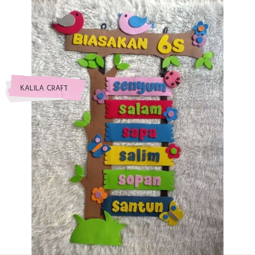 TERMURAH HIASAN KELAS BIASAKAN 6S MODEL POHON / DEKORASI KELAS PAUD TK SD BAHAN SPON