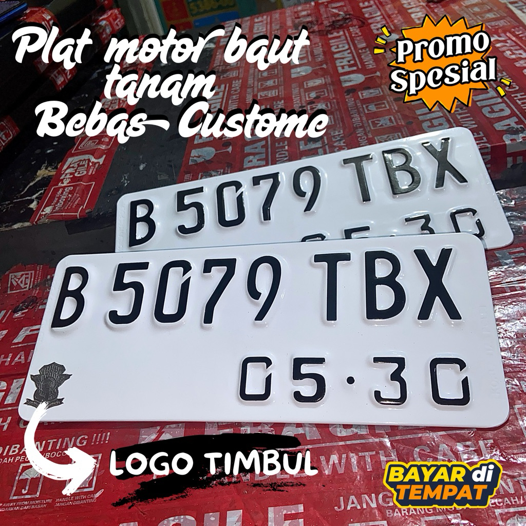 plat motor putih baut tanam