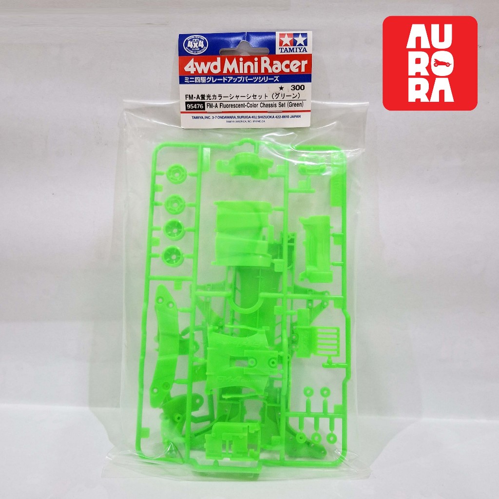 TAMIYA - Mini 4WD Tune Up Parts - FM-A Fluorescent-Color Chassis Set (Green) - Item 95478
