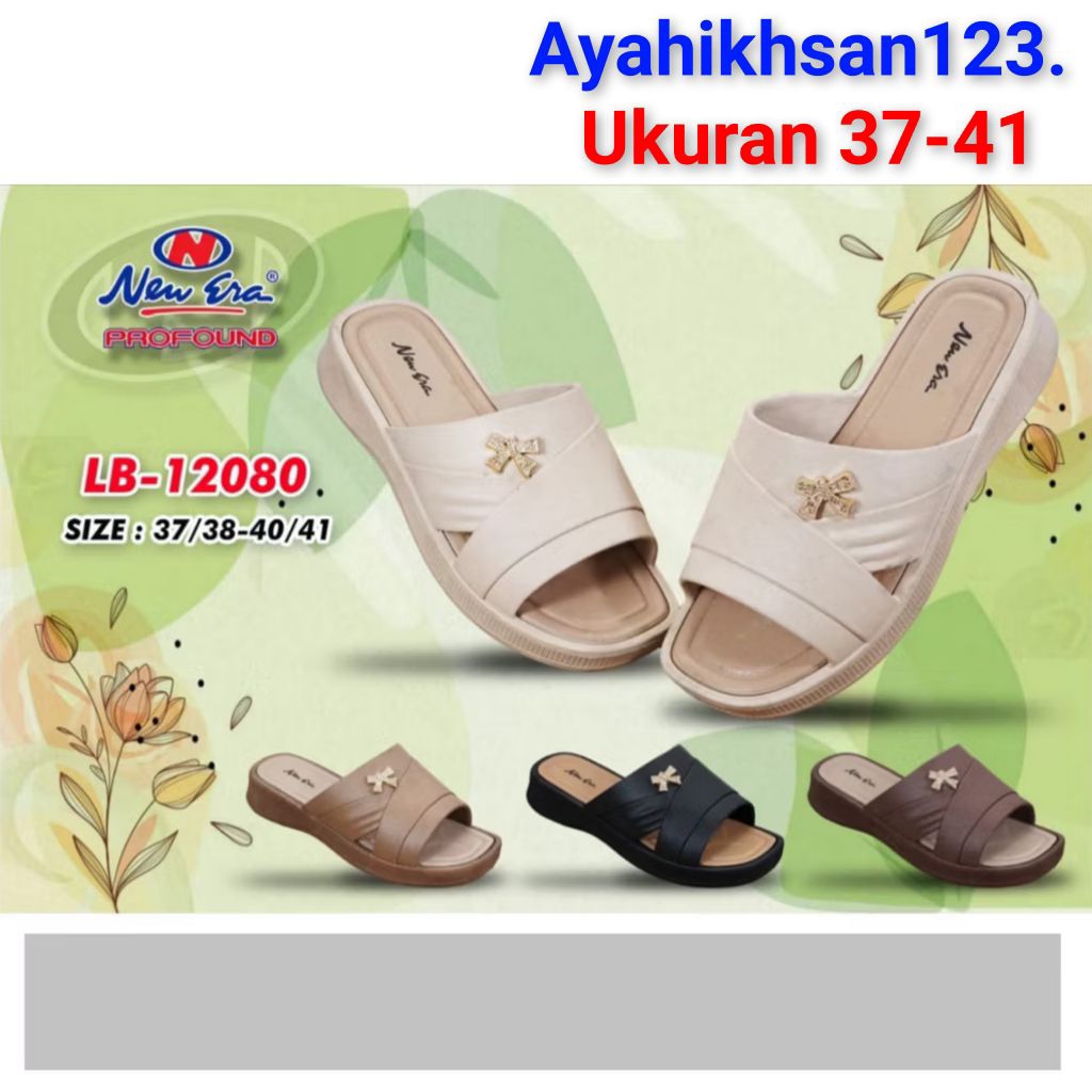 NEW ERA 12080 sandal slop karet wanita/perempuan ukuran 37-41