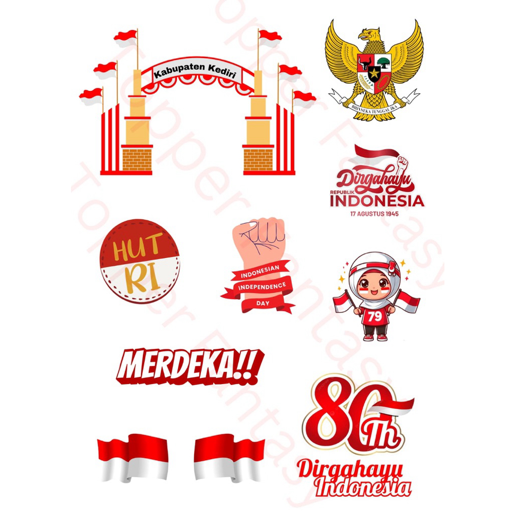 Topper KEMERDEKAAN INDONESIA | Hiasan Tumpeng 17 Agustus | Topper Tema Dirgahayu Kemerdekaan RI