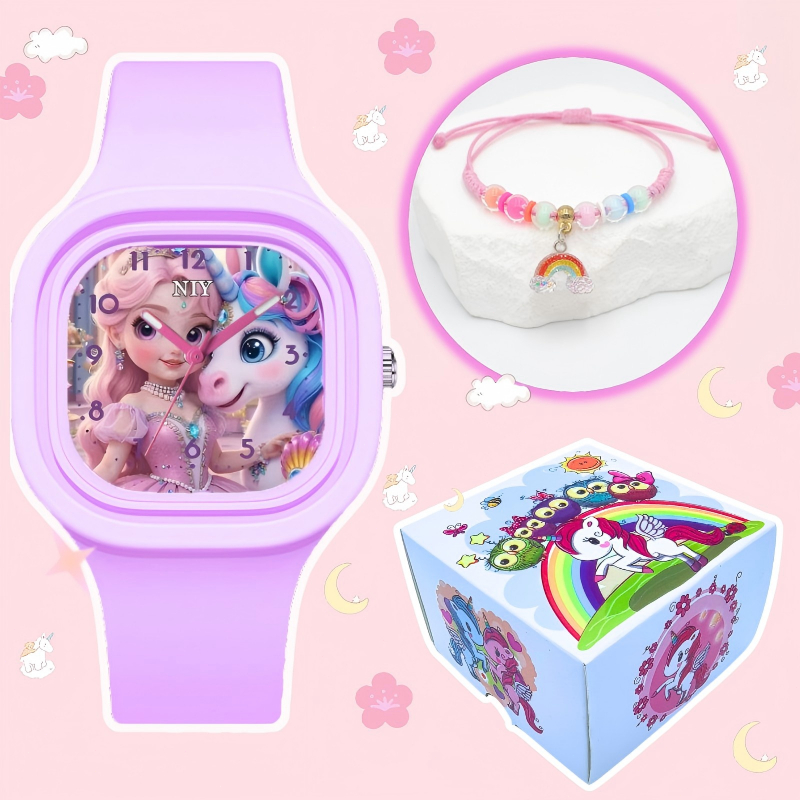 D'belangs - GIFT SETjam tangan anak anak Perempuan & Jam Tangan Kasual Korea Gelang Jam Tangan