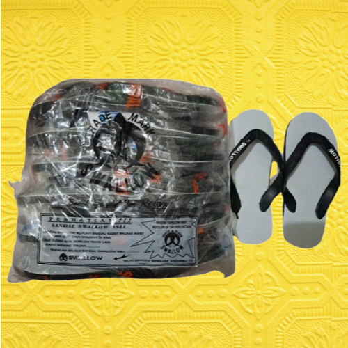 Sandal Swallow Sandal Jepit Hitam Putih (Bal)