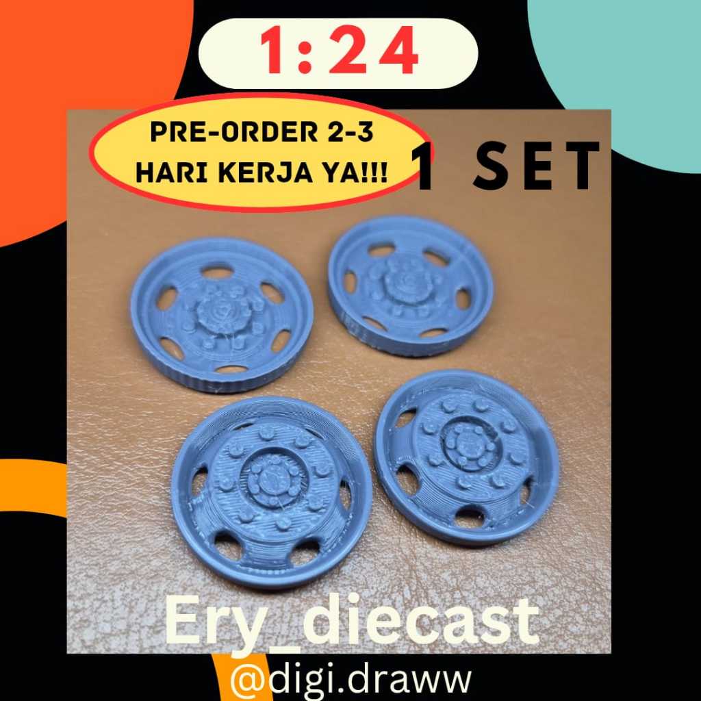 Miniatur Velg Bus HINO Skala 1:24 (Untuk RKC) bahan plastik