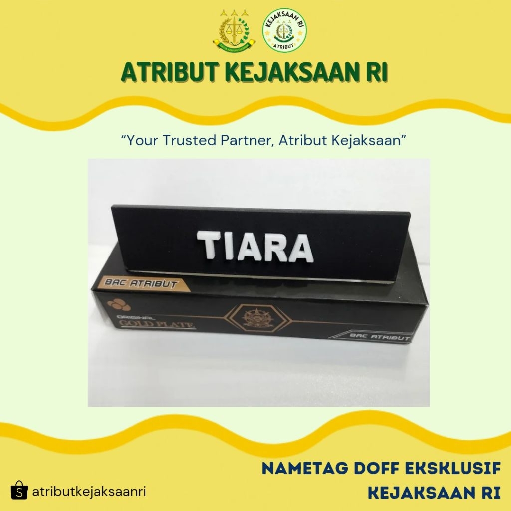 

ATRIBUT KEJAKSAAN RI - PAPAN NAMA NAMETAG EXCLUSIVE DOFF HITAM KEJAKSAAN RI
