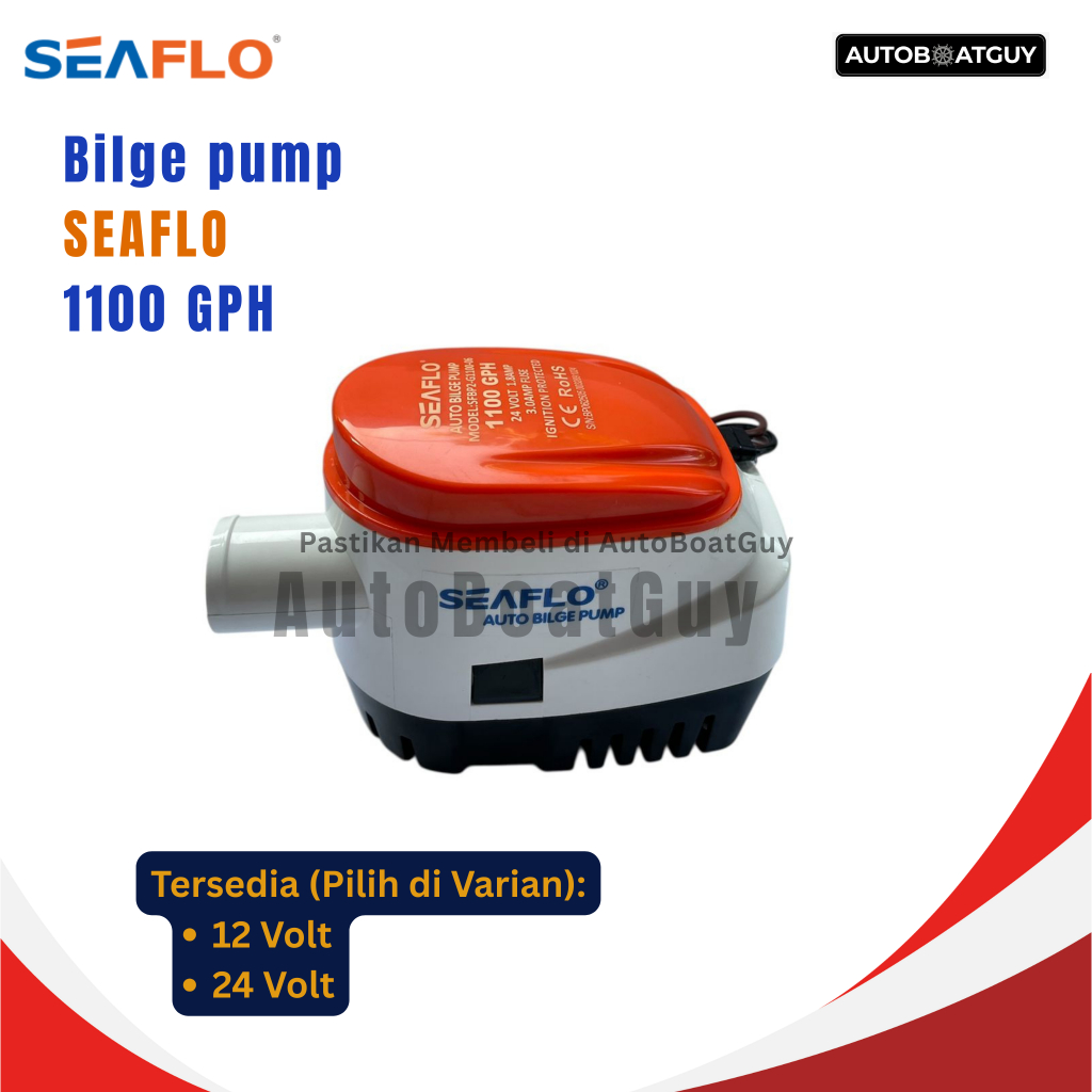 Bilge Pump Otomatis SEAFLO 1100 GPH 12 Volt dan 24 Volt (Pompa Celup Kapal 1100GPH)
