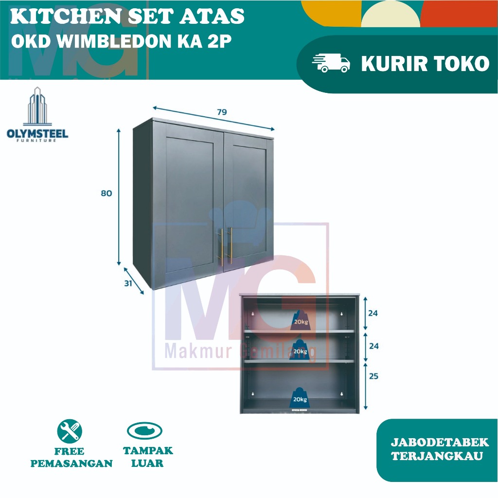 Kitchen Set Besi / Kitchen Kabinet / Lemari Dapur Atas/Bawah Besi Olymsteel OKD Series