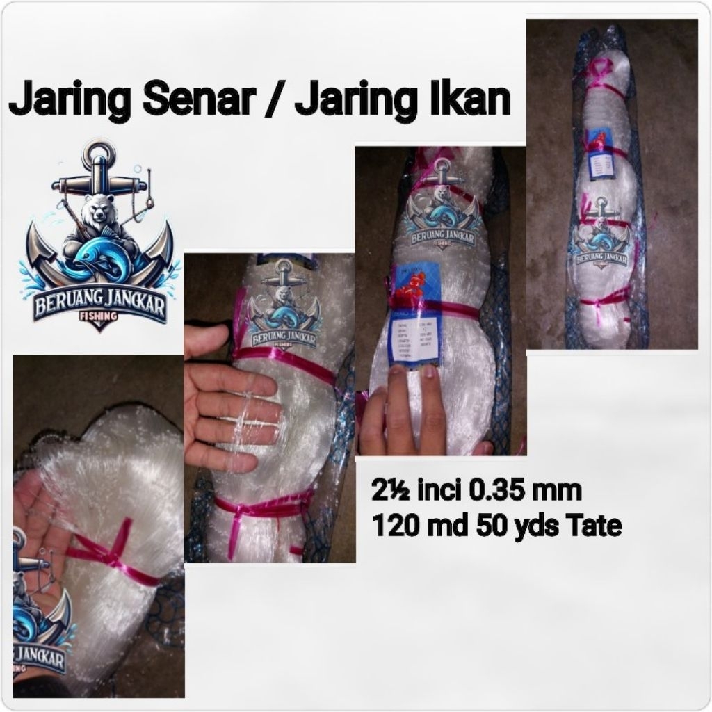 Jaring Senar / Jaring Ikan 2½inci 0.35mm 120md 50yds Tate